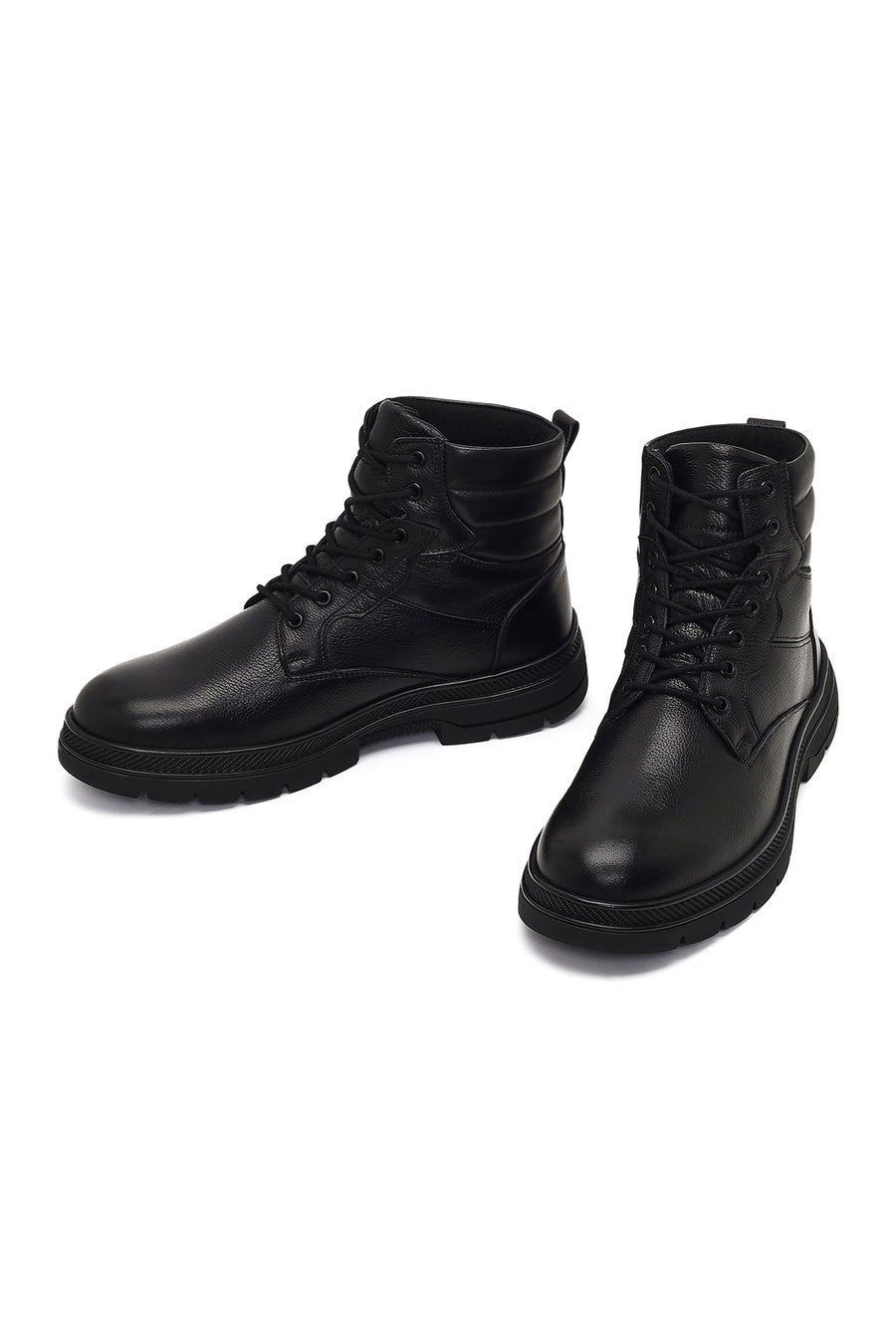 Men's Black Lace-Up Leather Boot