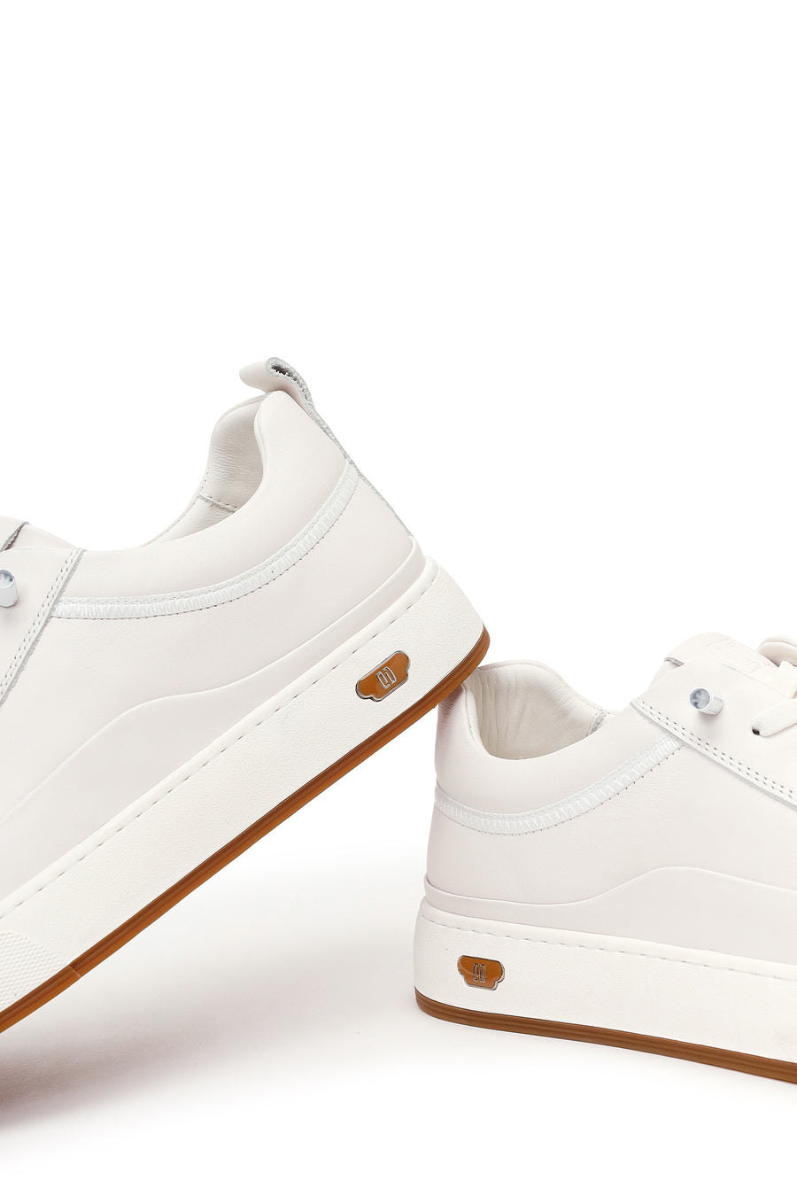 Erkek Beyaz Bağcıklı Deri Sneaker
