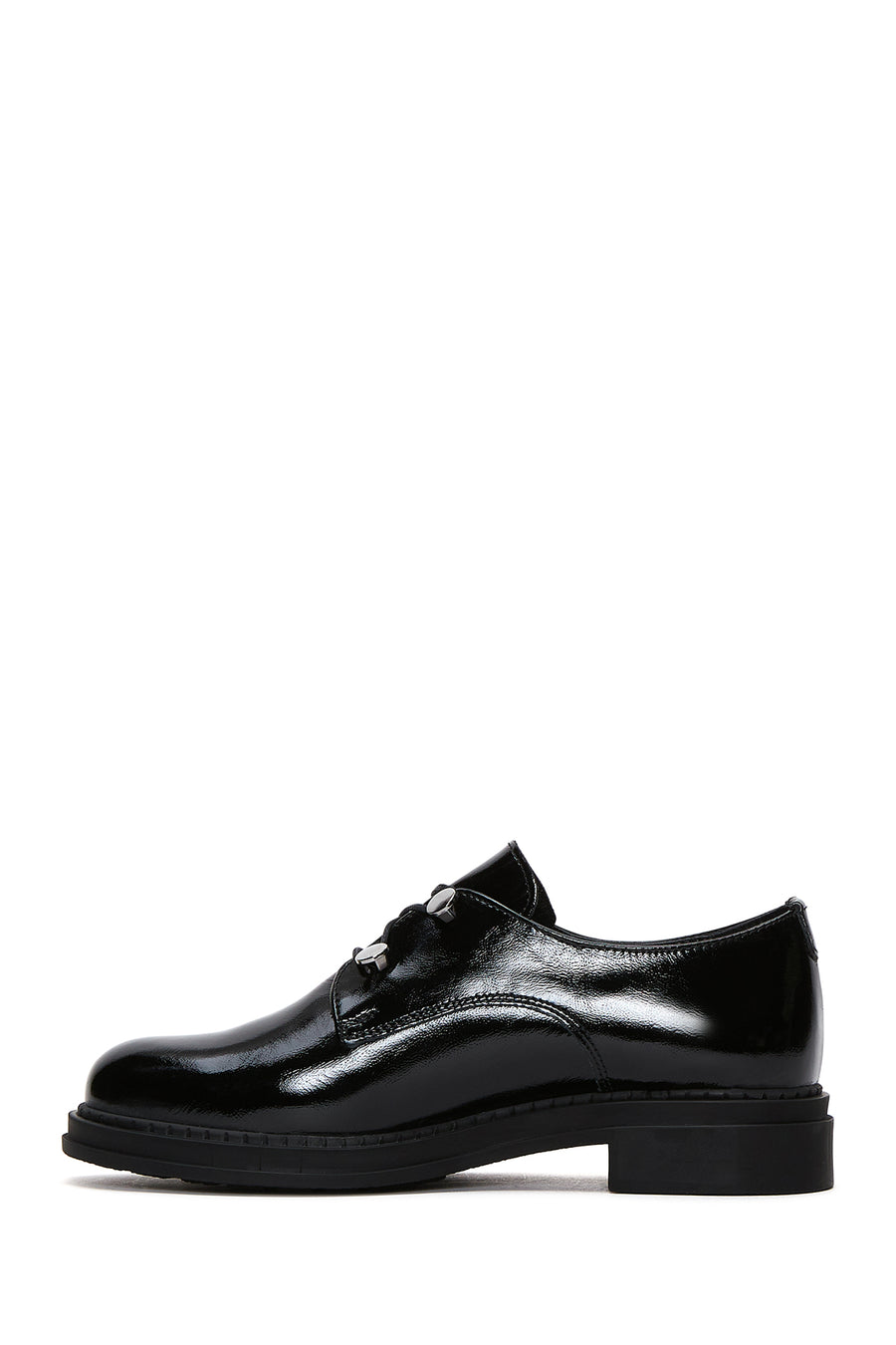 Women's Black Patent Leather Masculine Shoes