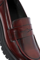 Women's Burgundy Thick-Soled Leather Loafer | Derimod