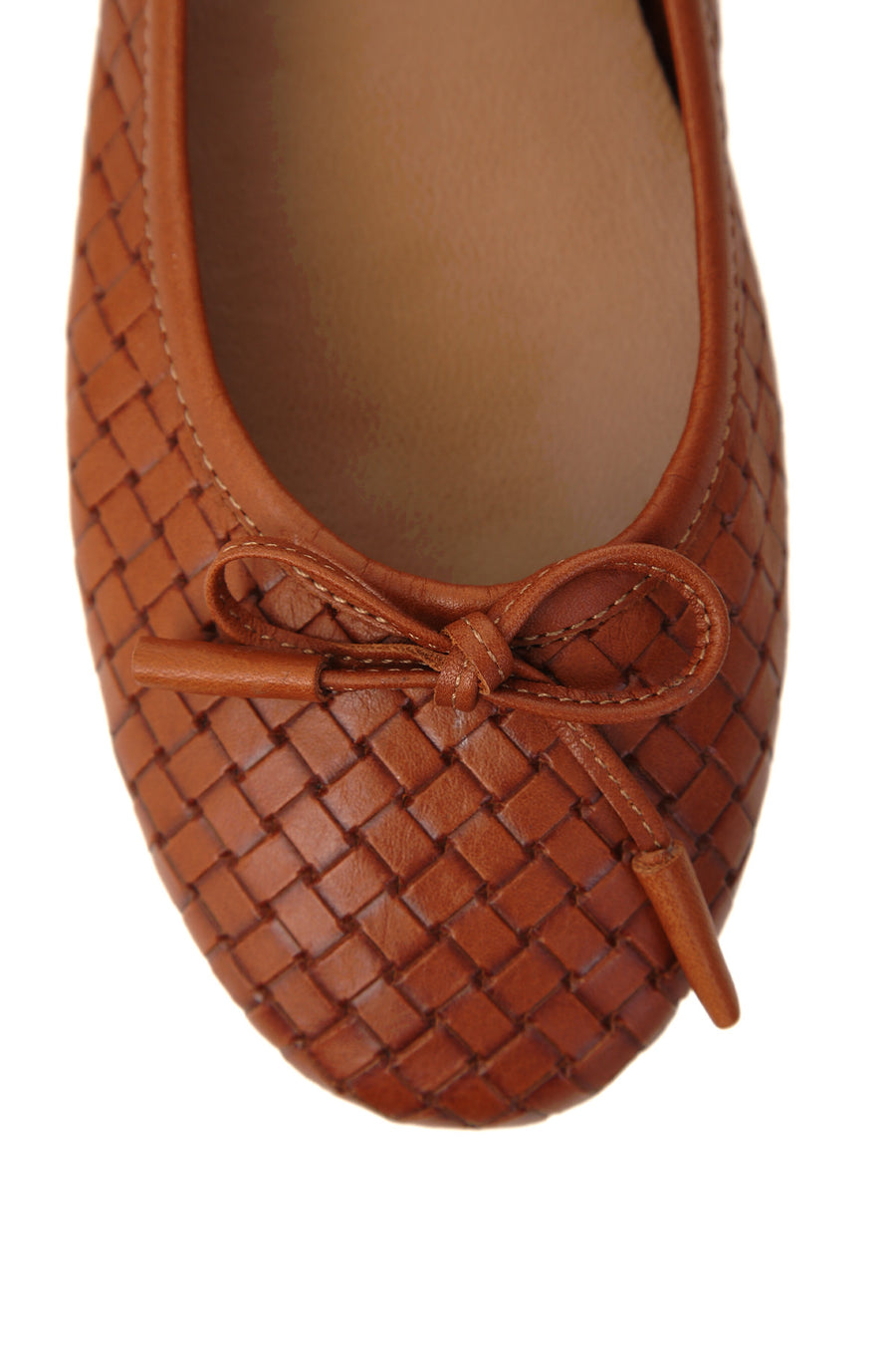 Tan Women's Leather Ballerinas