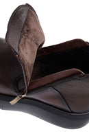 Male Brown Zip Closure Thick-Soled Leather Boots | Derimod