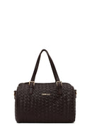Woman Brown Long-Strap Knitted Shoulder Bag | Derimod