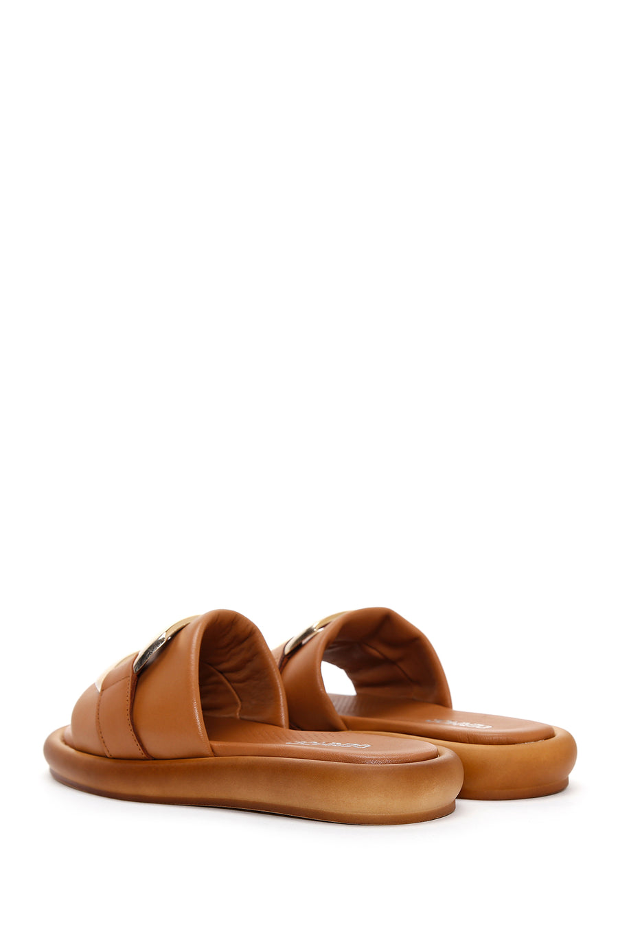 Women's Tan Leather Comfort Slippers