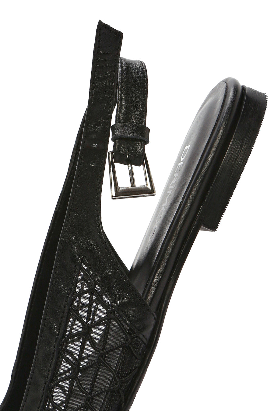 Women's Black Open Back Patterned Ballerinas