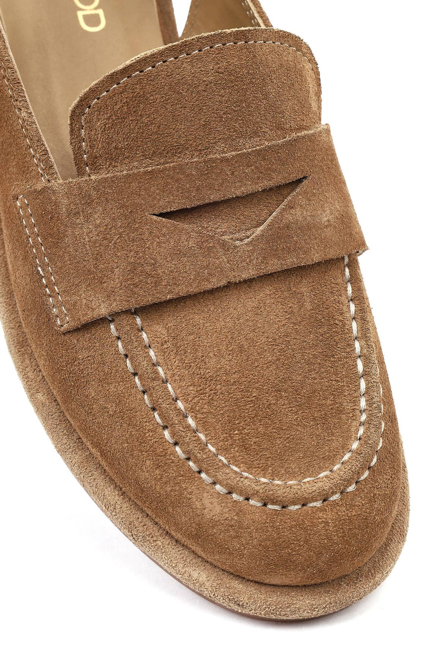 Women's Beige Backless Suede Leather Loafer