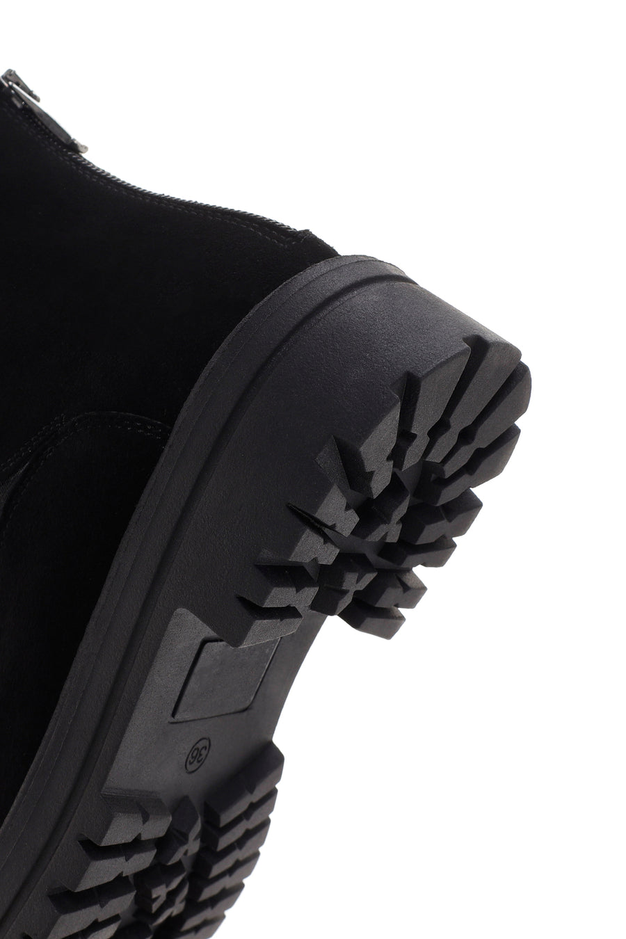 Women's Black Zippered Suede Leather Chelsea Boots