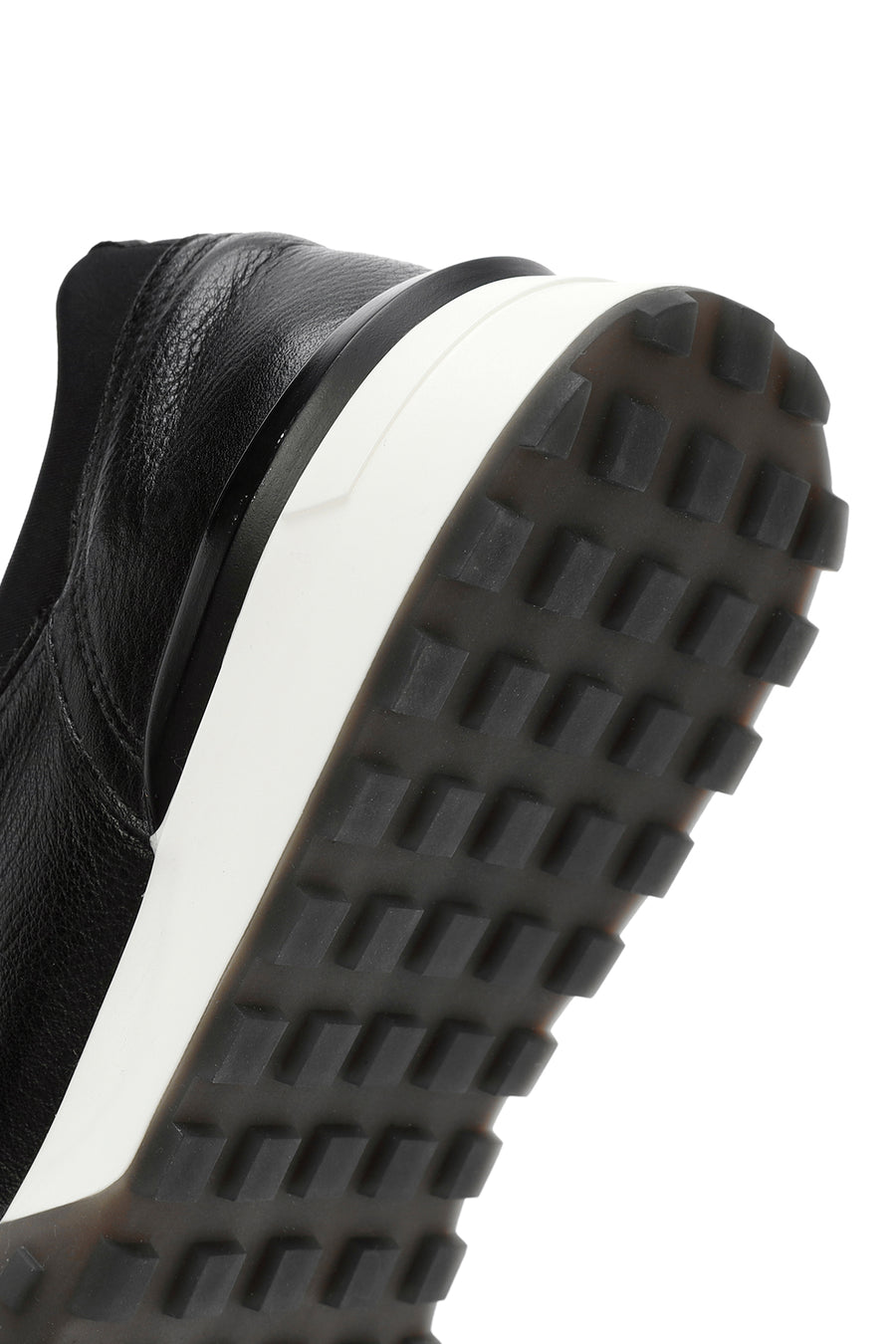 Men's Black Thick Sole Lace-up Leather Casual Sneaker