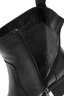 Woman Black Zip Closure Leather Boots | Derimod