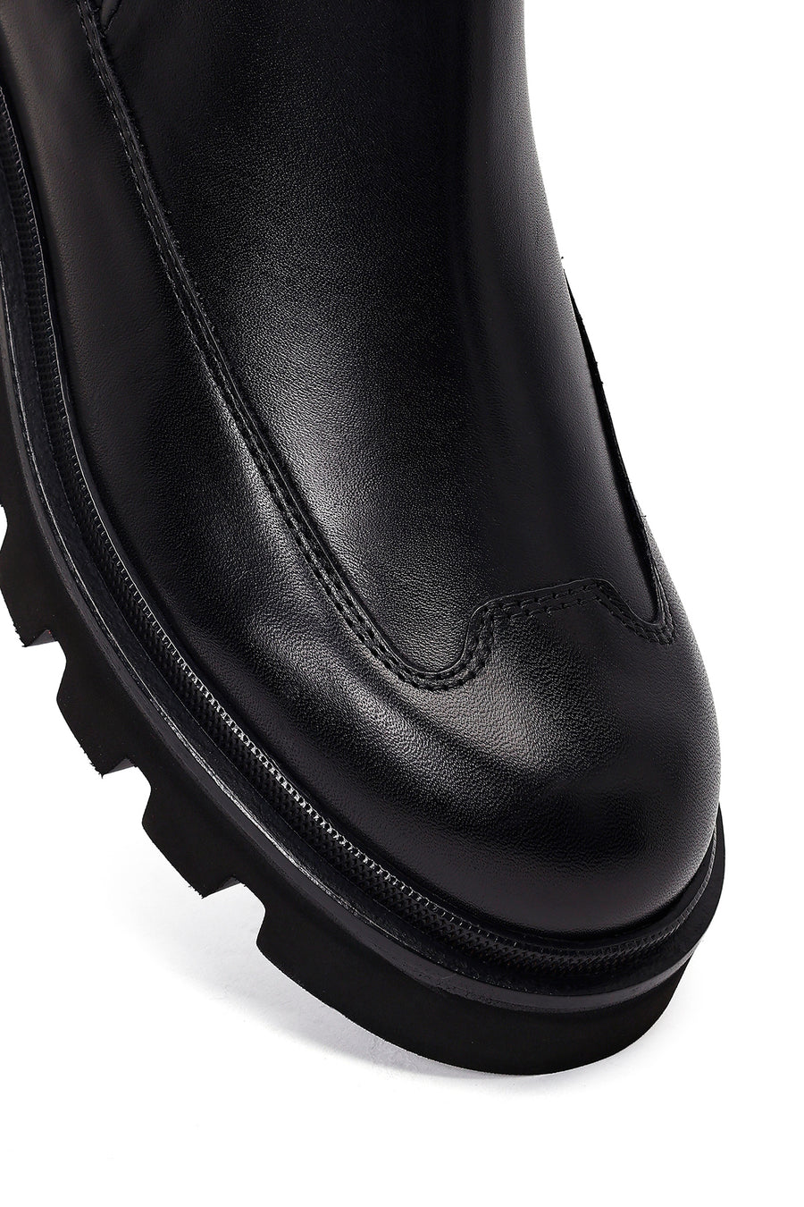 Women's Black Leather Chelsea Boots
