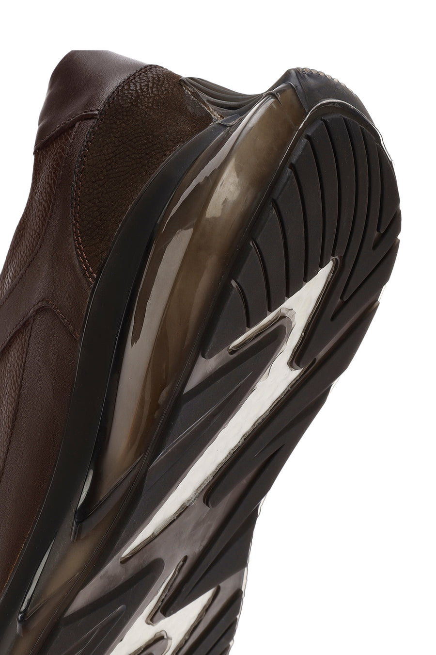 Men's Brown Lace-Up Thick-Soled Leather Casual Sneaker