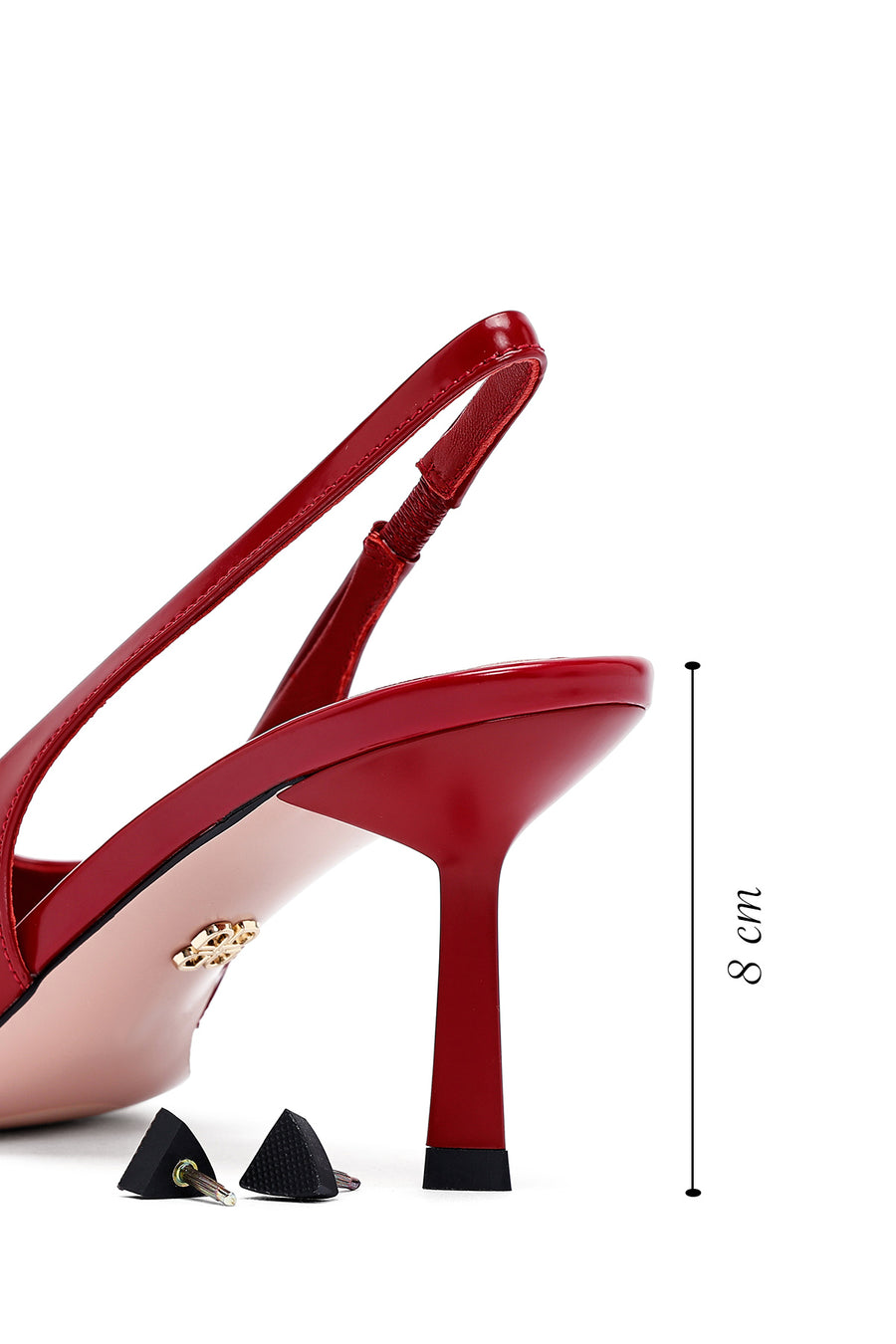 Women's Red Slingback Thin Heel Leather Shoes