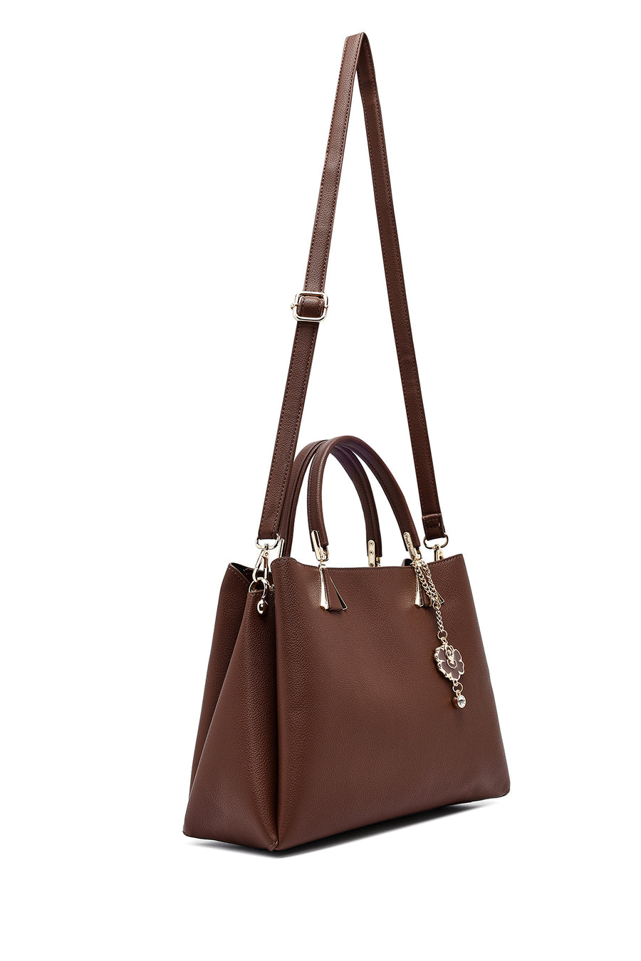 Woman Brown Long-Strap Classic Shoulder Bag