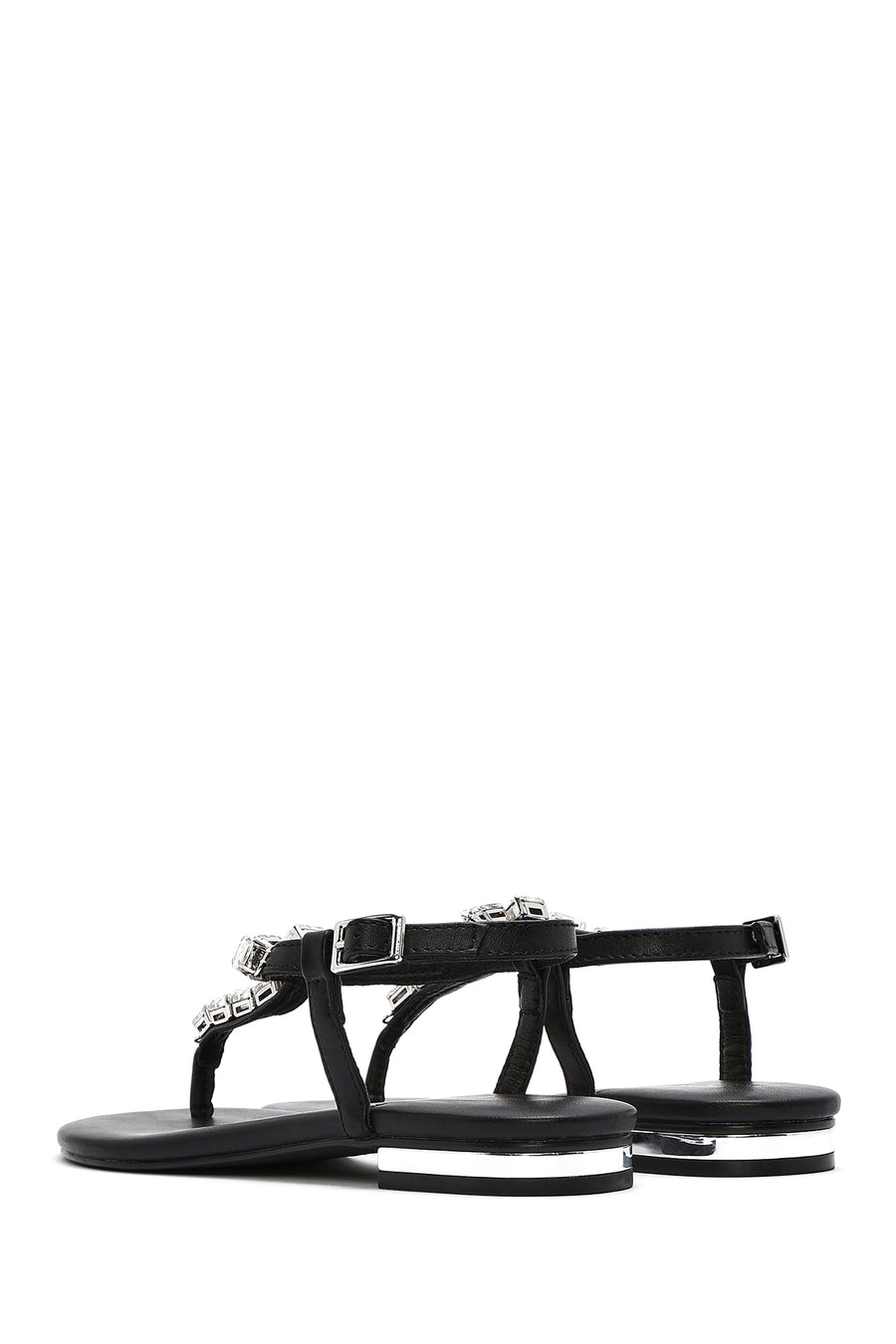 Women's Black Stone Toe-Post Sandals