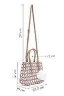 Women's Beige Long Strap Fabric Monogram Patterned Shoulder Bag | Derimod