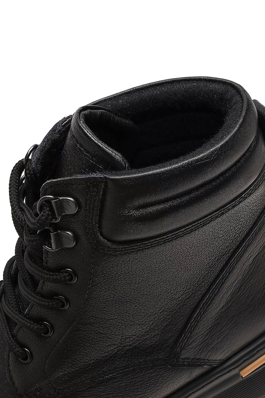 Men Black Lace-up Leather Casual Boot