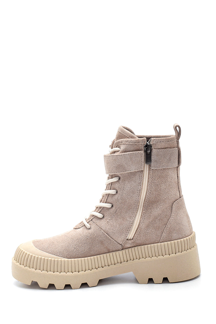 Women's Suede Leather Wallet Detailed Boots