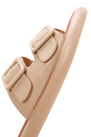 Women's Beige Double Buckle Slippers | Derimod