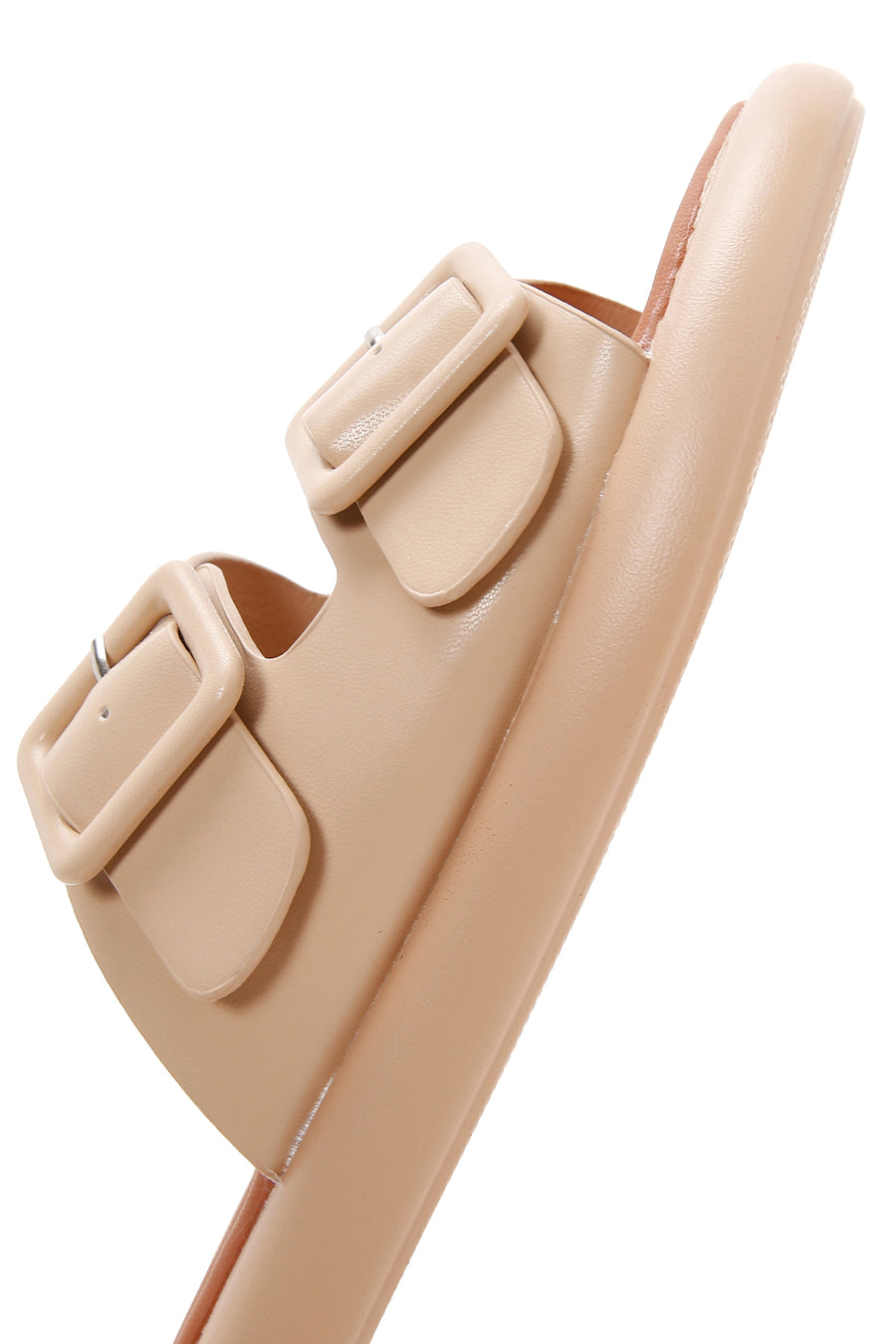 Women's Beige Double Buckle Slippers