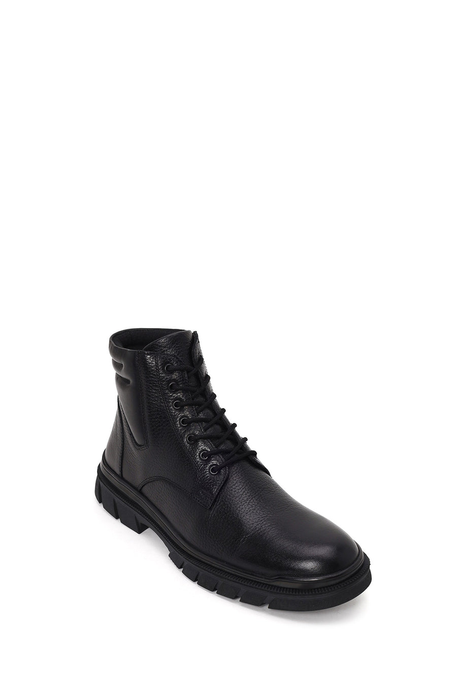 Male Black Zip Closure Leather Combat Boots
