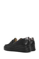 Women's Black Wedge Heel Leather Comfort Loafer | Derimod