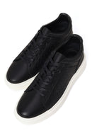 Male Black Lace-Up Leather Sneaker | Derimod