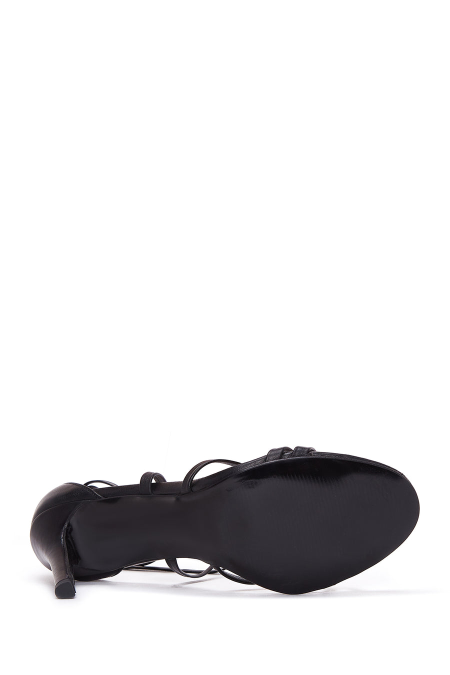 Women's Black Leather Heeled Sandals