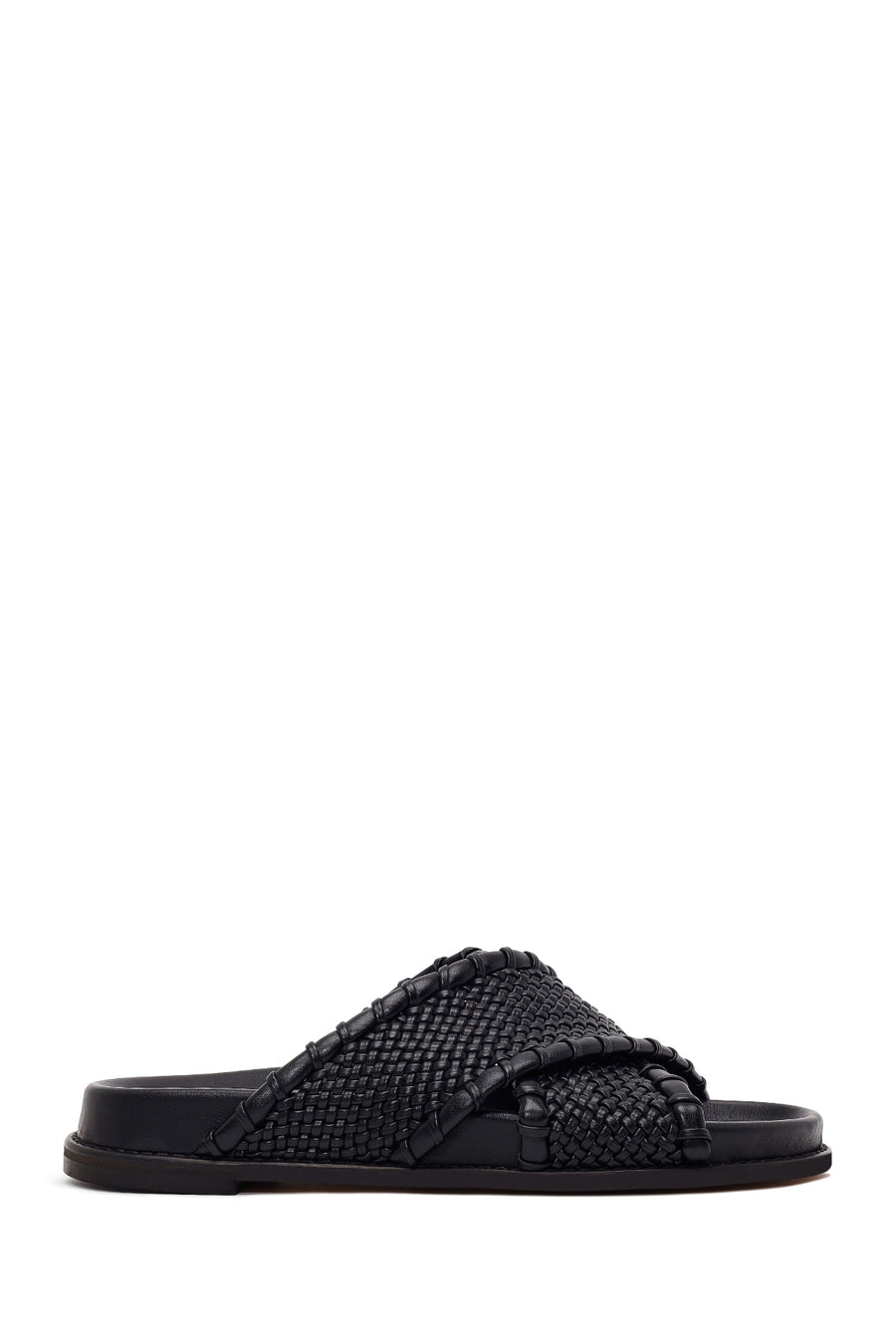 Woman Black Knitted Patterned Leather Slipper 26SFD181118 | Derimod
