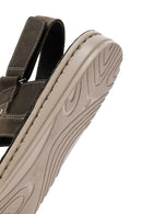 Men's Khaki Strappy Leather Sandals | Derimod