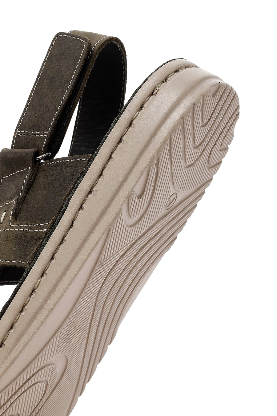 Men's Khaki Strappy Leather Sandals