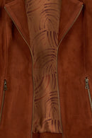 Lara Woman Tan Short Suede Jacket | Derimod