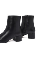 Woman Black Zippered Low Heeled Shoes Leather Boat | Derimod