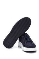 Men's Navy Blue Nubuck Leather Sneaker | Derimod