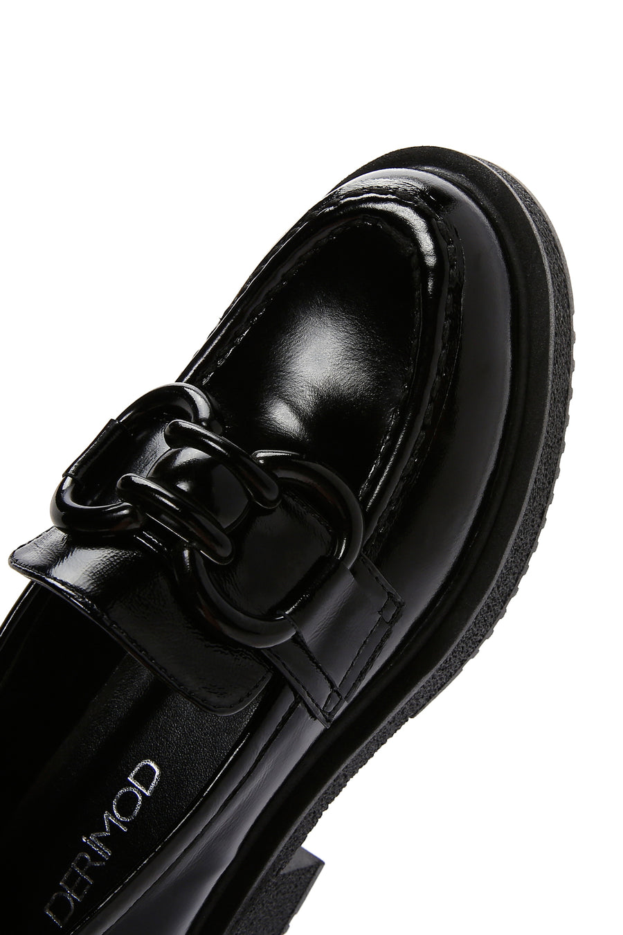 Women's Black Leather Patent Leather Masculine Loafer