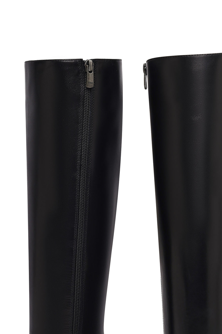 Woman Black Zippered High Heels Leather Boot