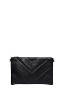 Woman Black Chain-Strap Patterned Clutch Bag | Derimod