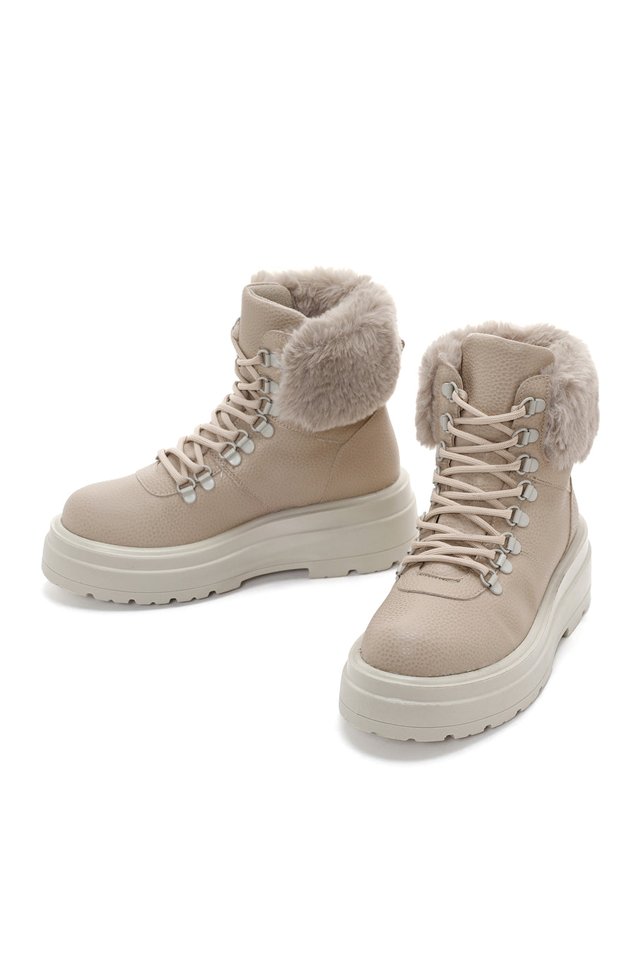 Women's Beige Thick Soled Casual Boots