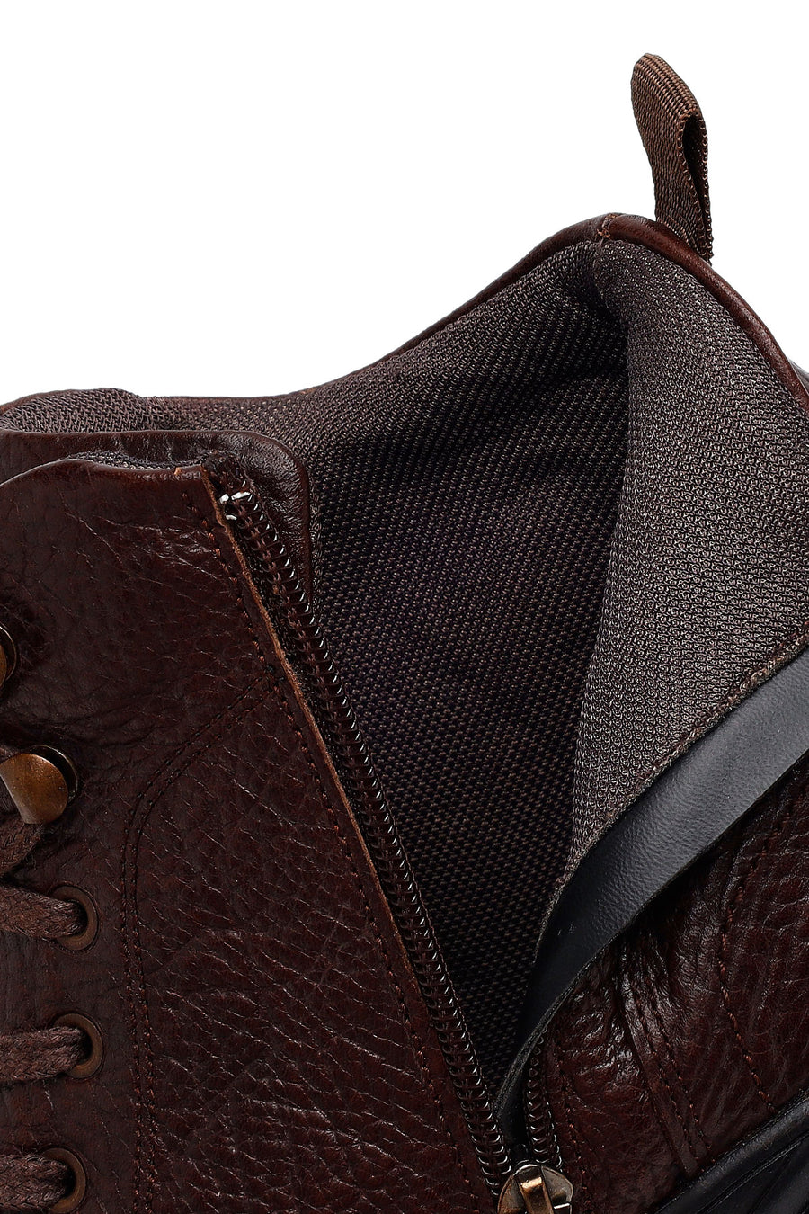 Male Brown Zip Closure Leather Boots