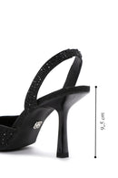 Women's Black Stone Open-Back Heeled Shoes | Derimod