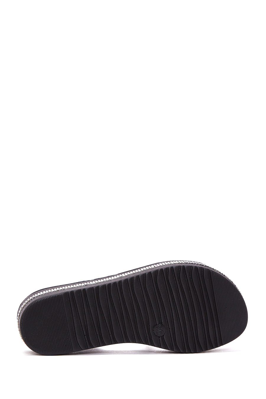 Women's Black Stone Thick Soled Flat Sandals