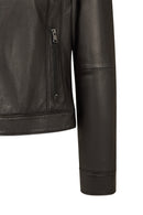 Victoria Woman Black Short Leather Jacket | Derimod