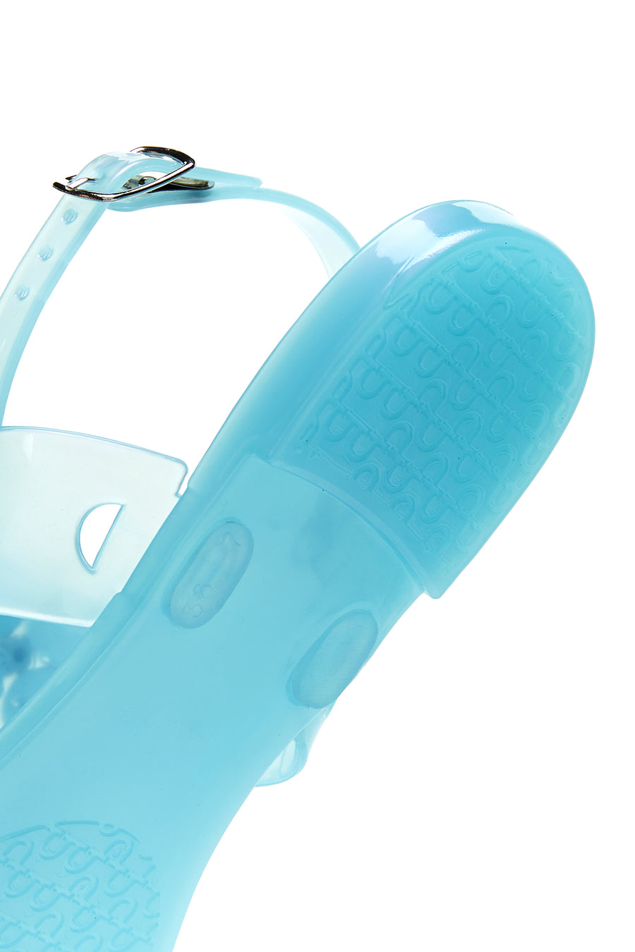 Women's Blue Jelly Transparent Stone Flip Flops Sandals