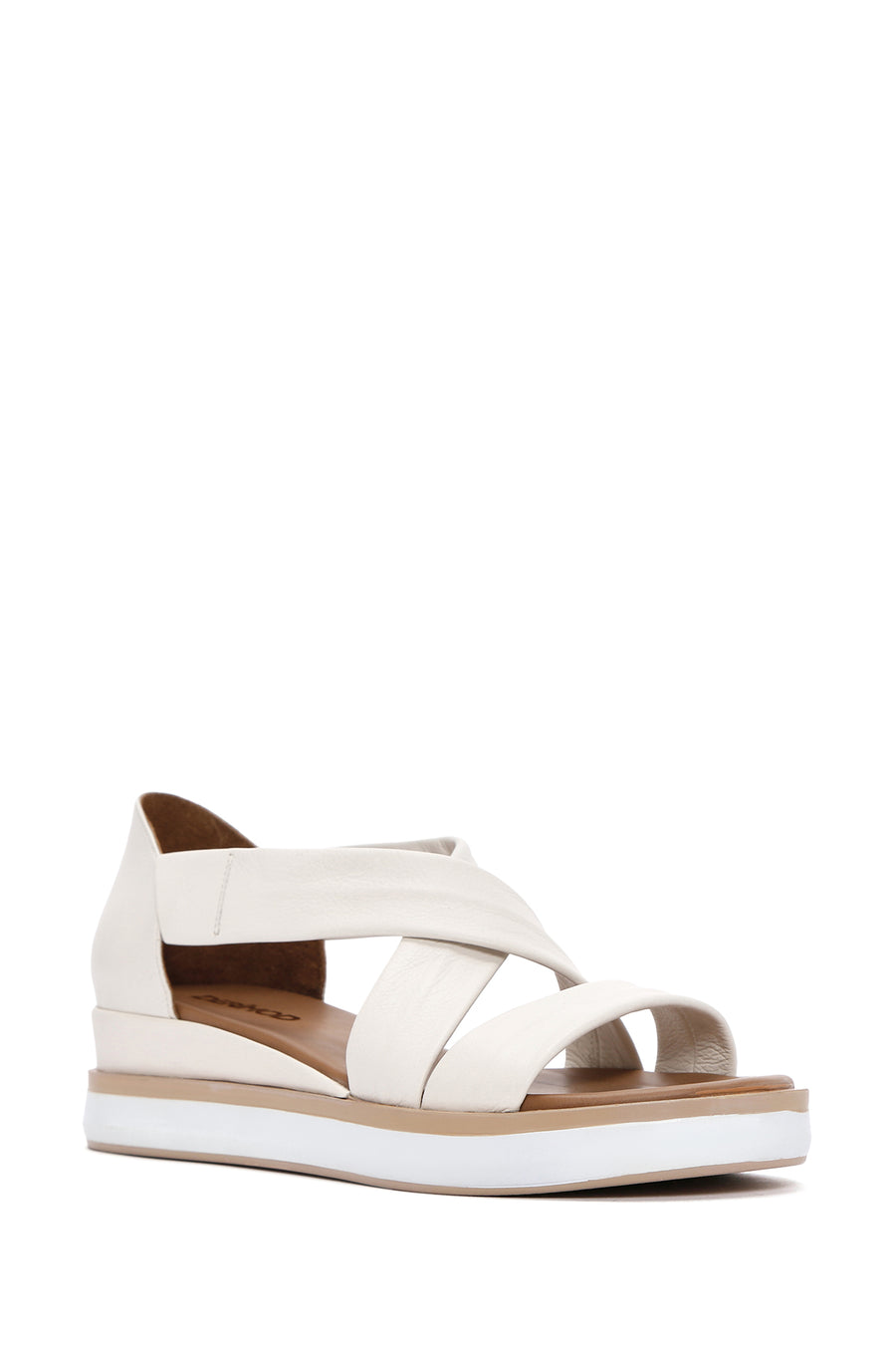 Women's Cream Thick Soled Leather Sandals