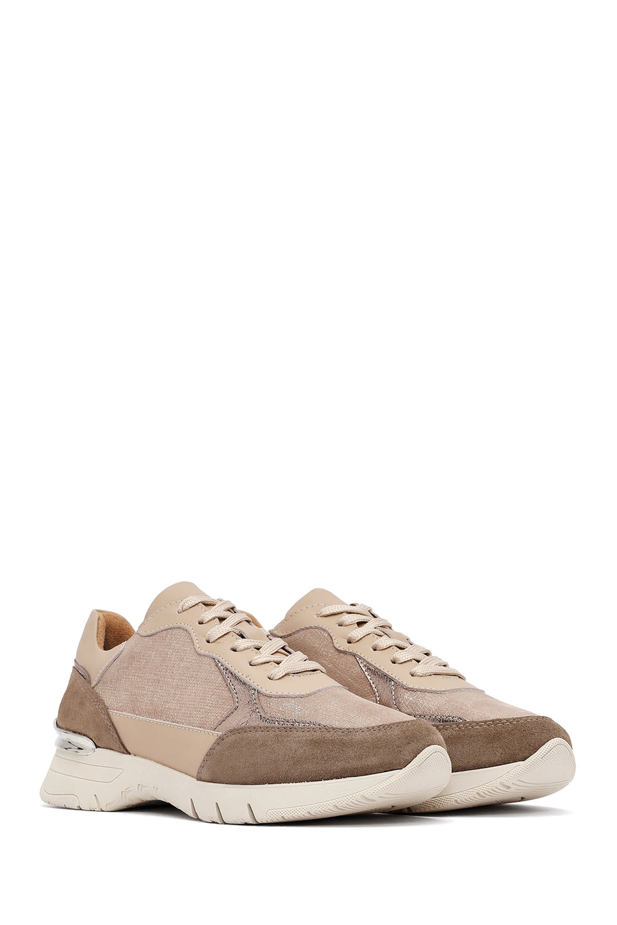 Woman Mink Laced Thick Sole Leather Sneakers