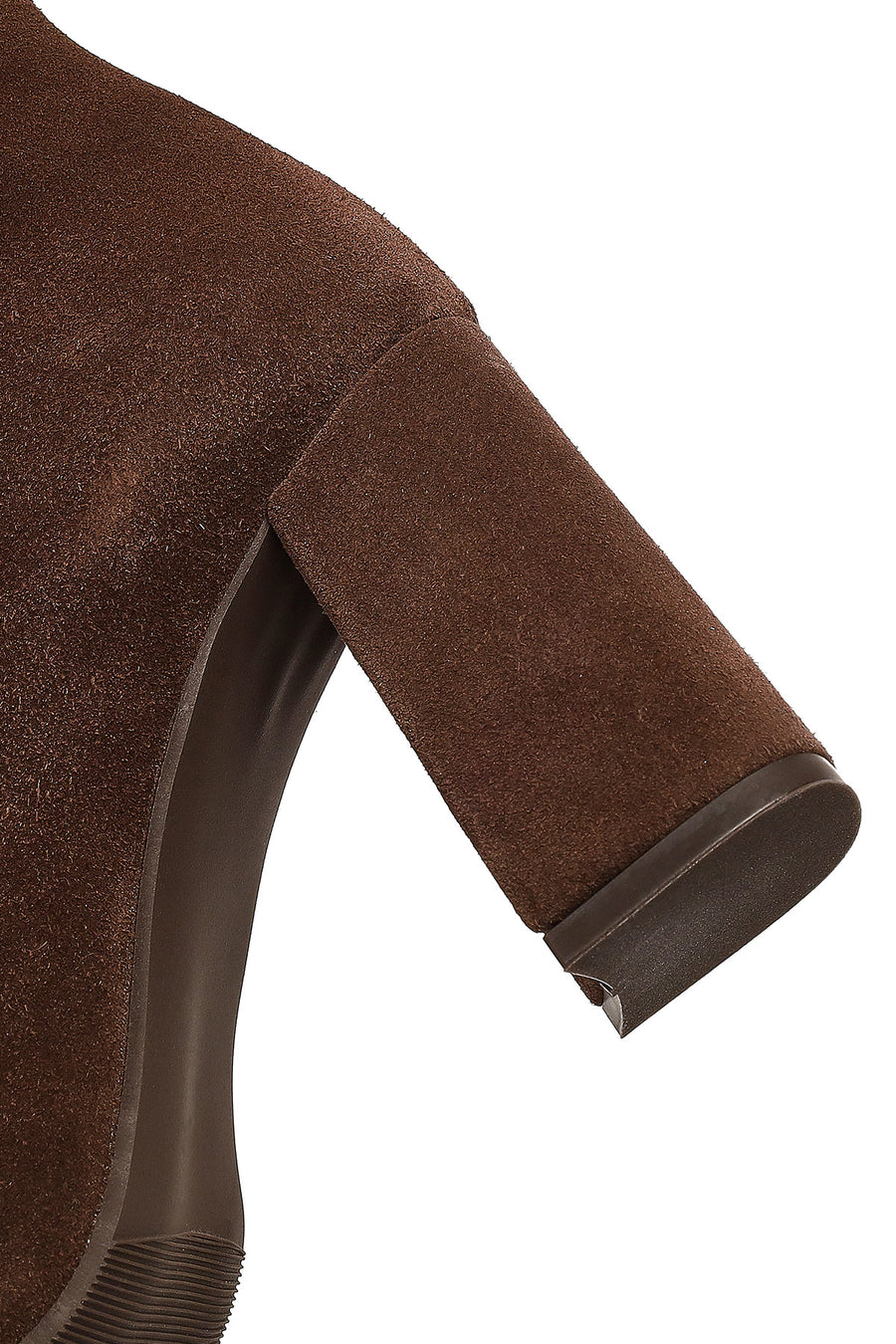 Woman Brown Zip Closure Chunky Heeled Suede Boots