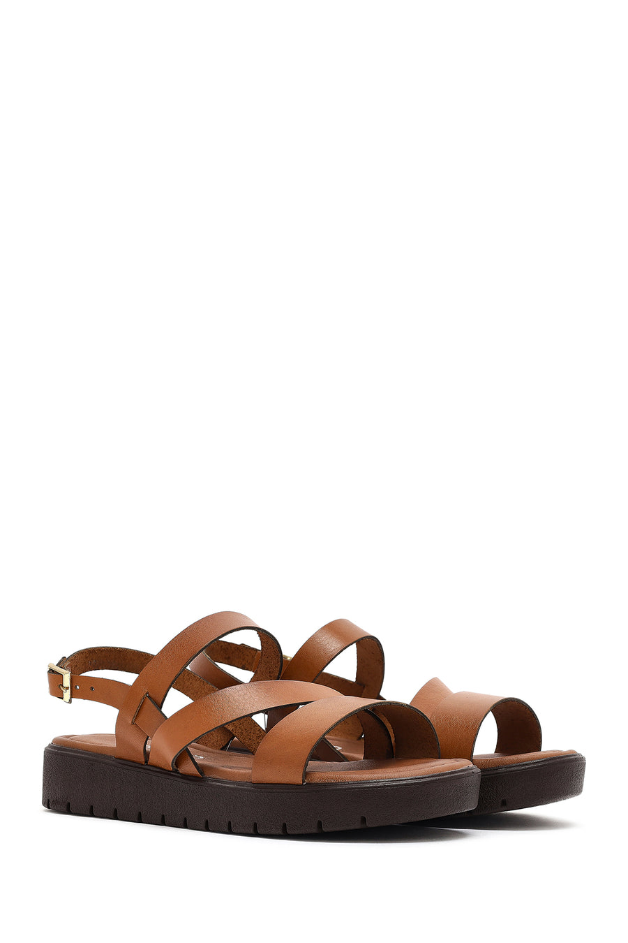 Women's Tan Thick Soled Leather Bodrum Sandals