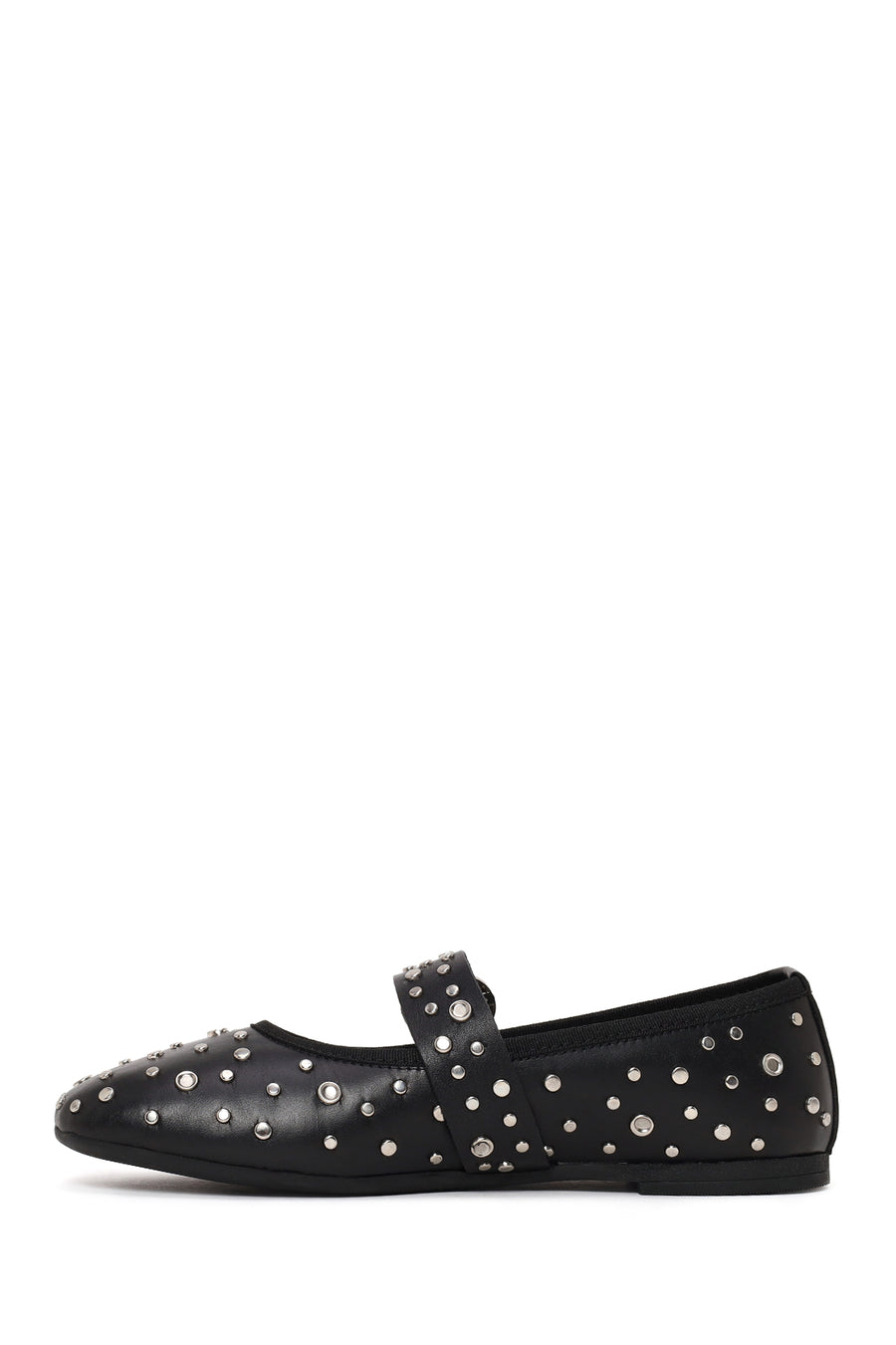 Women's Black Buckled Stoned Leather Ballerinas