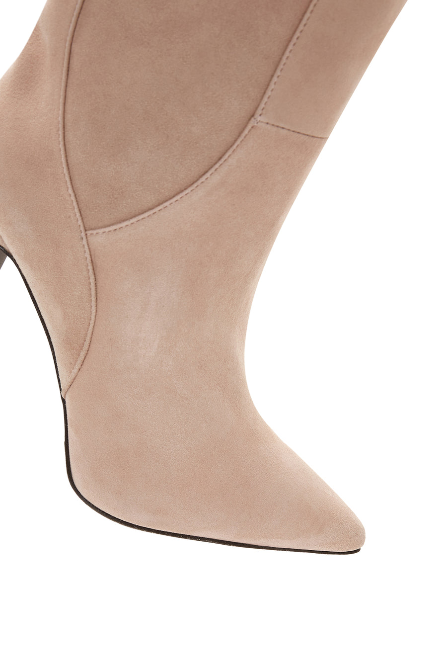 Women's Beige Suede Leather Heeled Boots