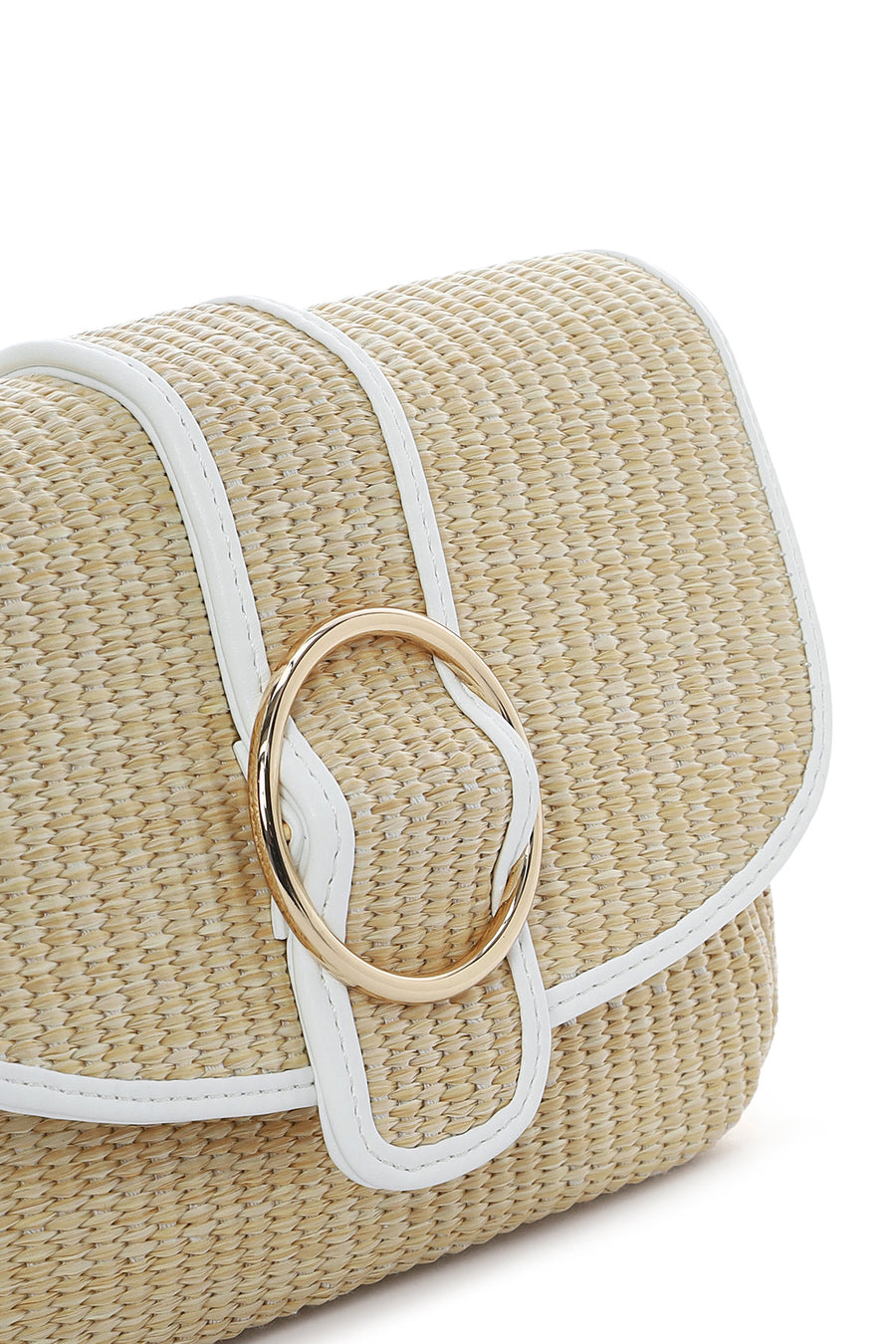 Women's Beige Straw Crossbody Bag