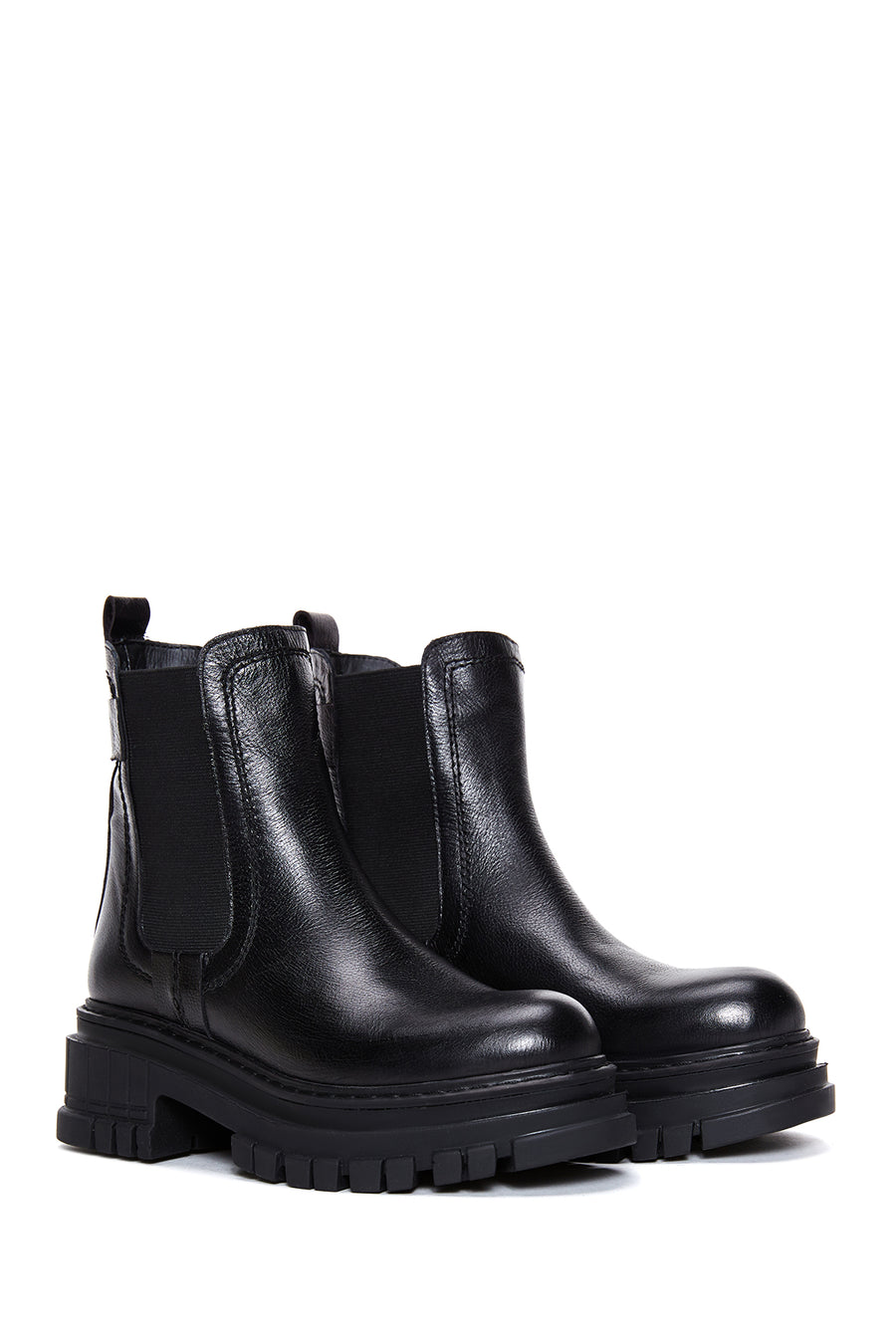 Women's Black Leather Chelsea Boots